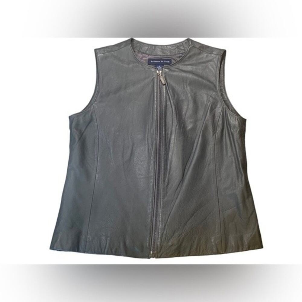 Preston &‎ York Genuine Leather Vest Moto Gray Size 8